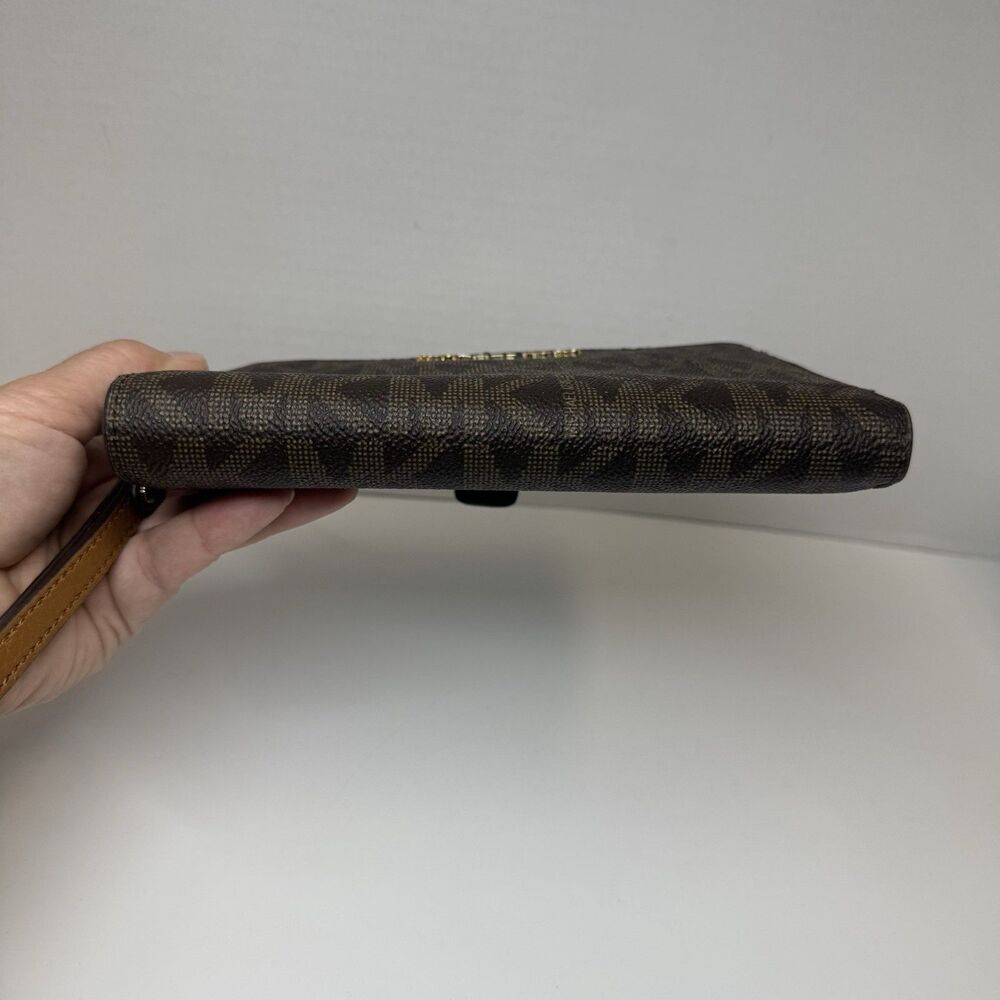 Michael Kors Jet Set Travel Double Zip Wristlet Wallet MK Brown & Tan New - Picture 8 of 8